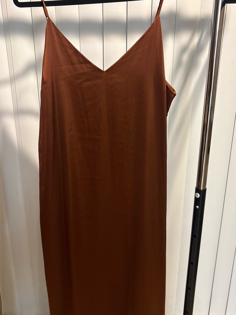 Minimalist Brown Strapless Slip Dress